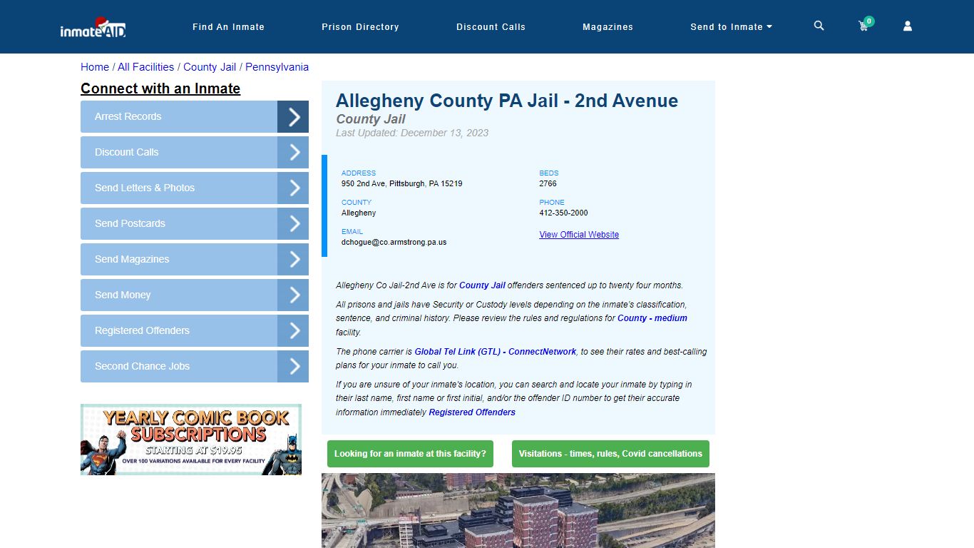 Allegheny County PA Jail - 2nd Avenue - Inmate Locator - Pittsburgh, PA